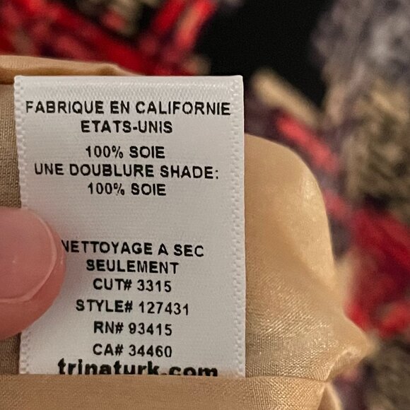 Trina Turk laurie mini dress size 4 100% silk long sleeve boat neck jigsaw plaid - Picture 8 of 9